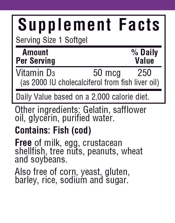 Bluebonnet Vitamin D3 2000IU 250softgels