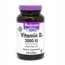 Load image into Gallery viewer, Bluebonnet Vitamin D3 2000IU 250softgels