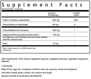 Bluebonnet Buffered Vitamin C 500mg Supplement Facts