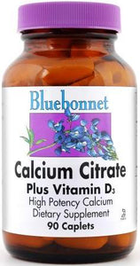 Bluebonnet Calcium Citrate Plus Vitamin D3 90 caplets Front