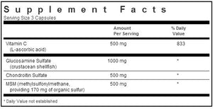 Bluebonnet Glucosamine Chondroitin plus MSM 120 capsules Label