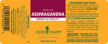 Load image into Gallery viewer, Herb Pharm Ashwagandha Extract Label