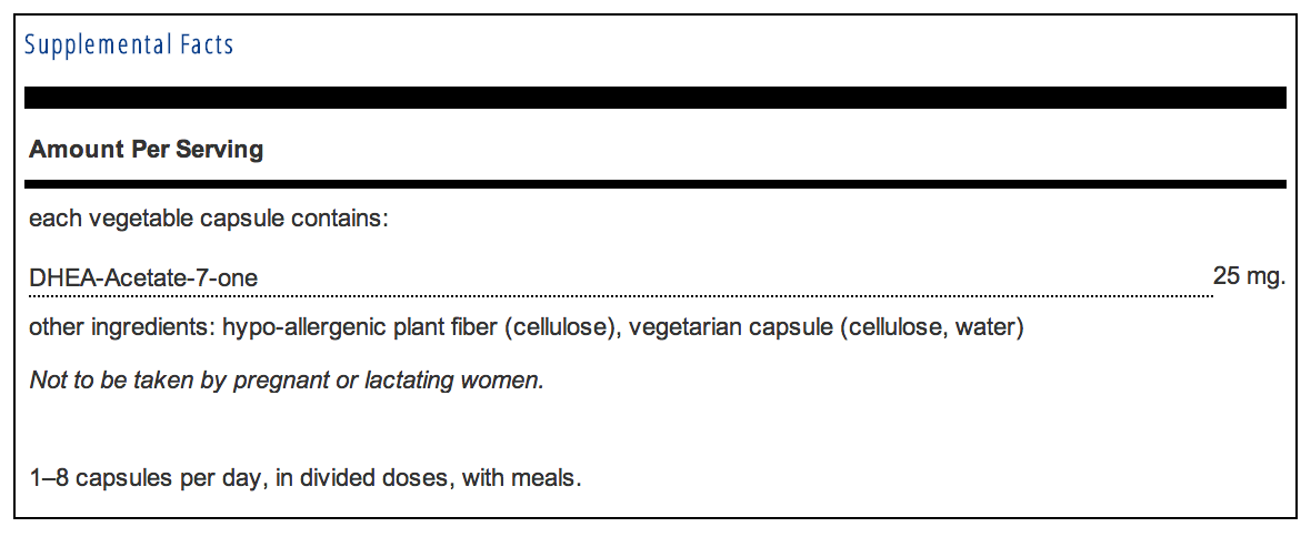 Pure Encapsulations 7-Keto DHEA 25mg Supplement Facts