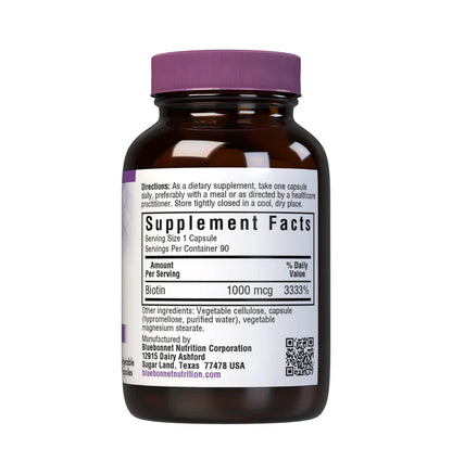 Bluebonnet Biotin 1000mcg 90 vcaps