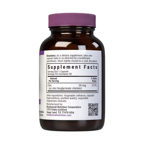 Bluebonnet Chelated Zinc 30 mg 90 Vcaps