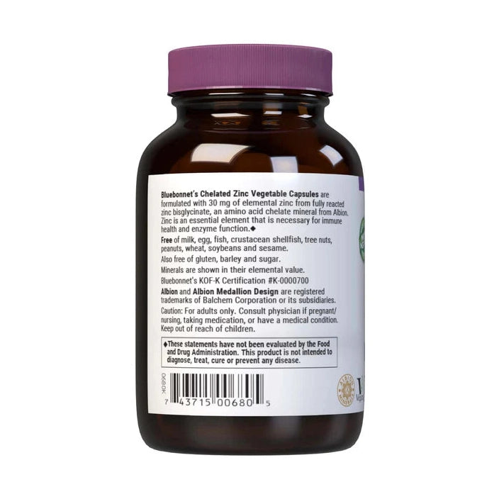 Bluebonnet Chelated Zinc 30 mg 90 Vcaps