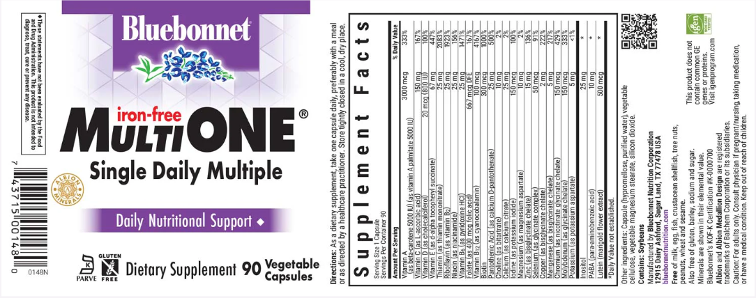 Bluebonnet Iron Free Multi One 90 capsules