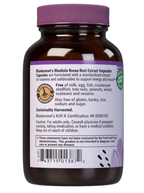 Bluebonnet Rhodiola Rosea 60 capsules
