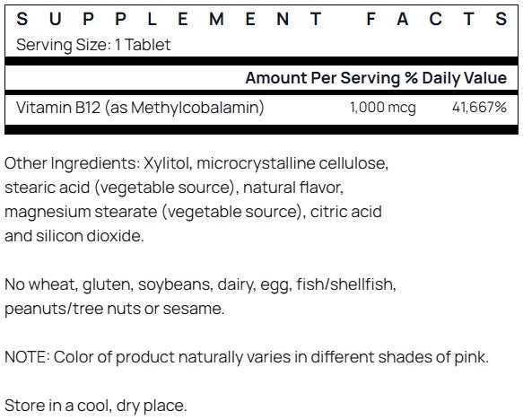 Jarrow Formulas Methyl B-12 1000mcg 100 lozenges - Lemon Flavor