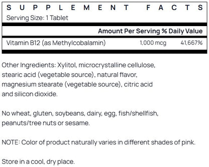 Jarrow Formulas Methyl B-12 1000mcg 100 lozenges - Lemon Flavor