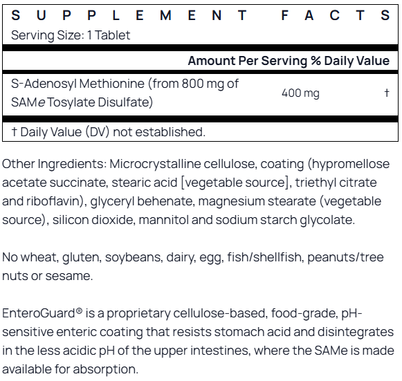 Jarrow Formulas SAMe 400 60 tablets