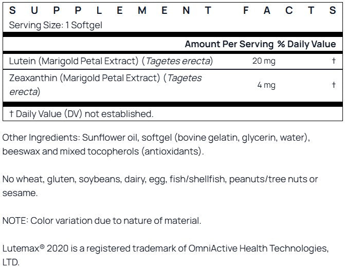 Jarrow Formulas Lutein 20mg 60caps
