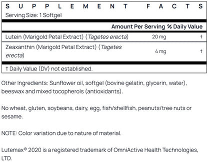 Jarrow Formulas Lutein 20mg 60caps
