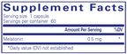 Pure Encapsulations Melatonin 0.5mg 60 Vcaps