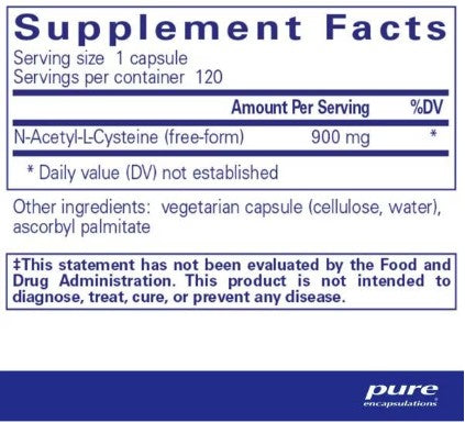Pure Encapsulations NAC (N-Acetyl-l-Cysteine) 900mg 120 capsules