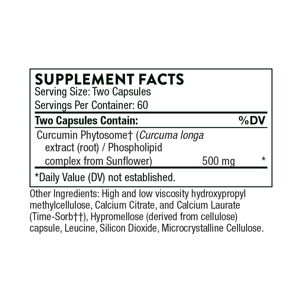 Thorne Curcumin Phytosome 500mg Sustained Release 120 capsules (Formerly Meriva-SF)