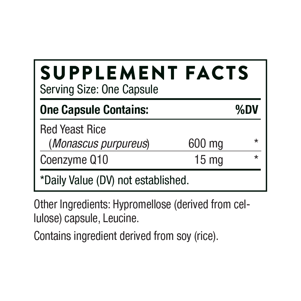Thorne Red Yeast Rice + CoQ10 120 capsules (Formerly Choleast™)