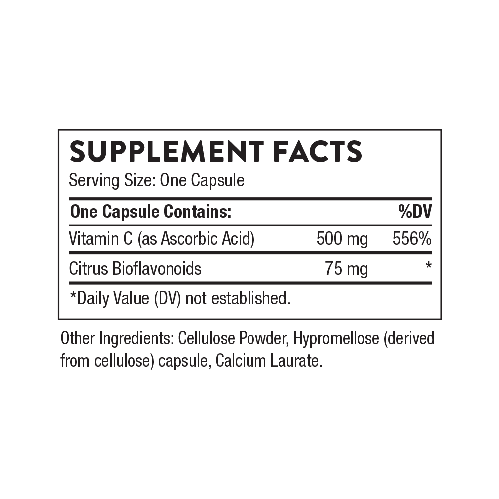 Thorne Vitamin C 500mg 90 capsules (Formerly Vitamin C with Flavonoids)