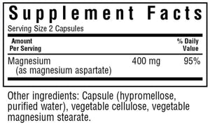 Bluebonnet Magnesium Aspartate 400mg 100capsules