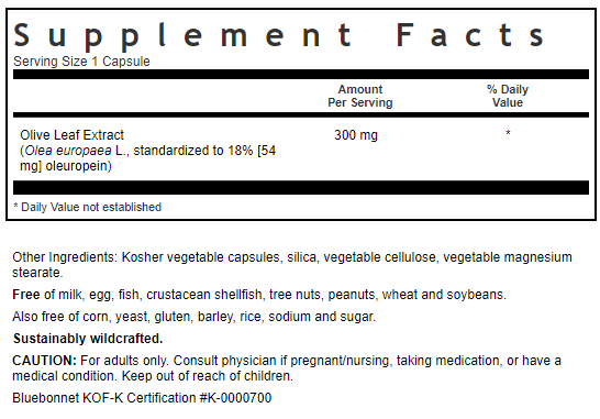 Bluebonnet Olive Leaf Extract 120 capsules