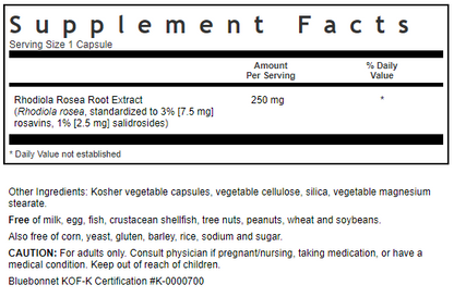 Bluebonnet Rhodiola Rosea 60 capsules