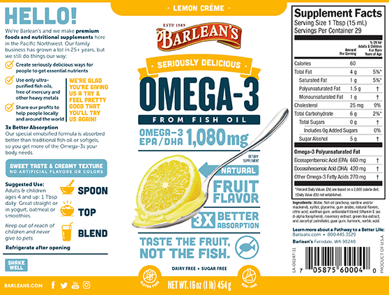 Barlean's Seriously Delicious™ Omega-3 Fish Oil 16oz