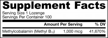 Jarrow Formulas Methyl B-12 1000mcg 100 lozenges - Lemon Flavor