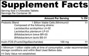 Jarrow Formulas Yum-Yum Dophilus 60 chewable tablets - Raspberry Flavor