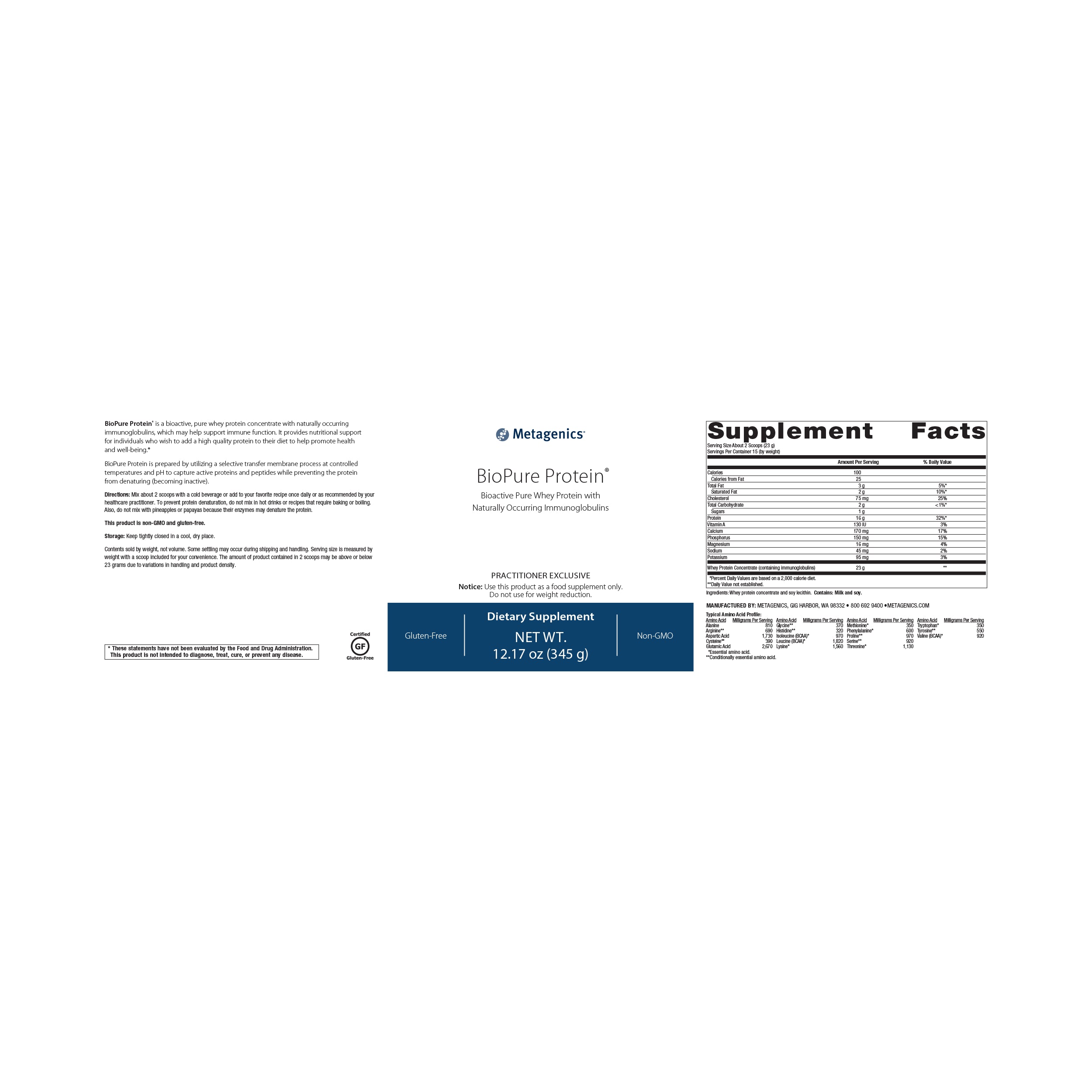 Metagenics BioPure Protein 12.3oz (15 servings)
