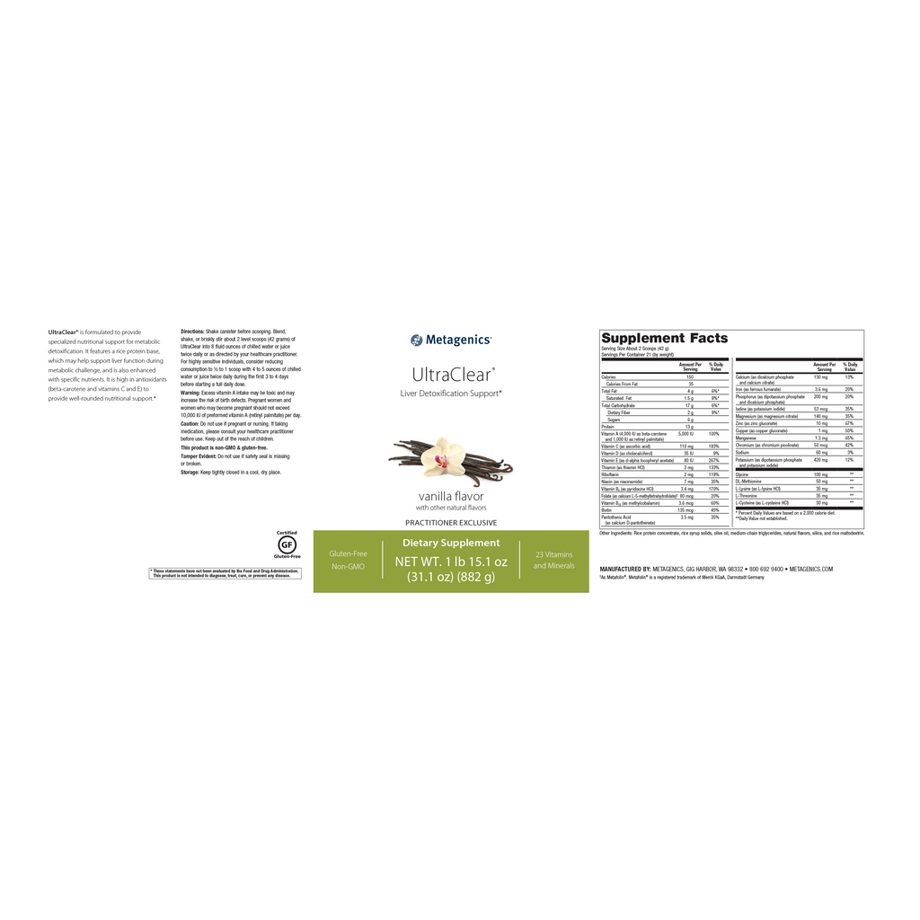 Metagenics UltraClear® Original Vanilla 21 servings