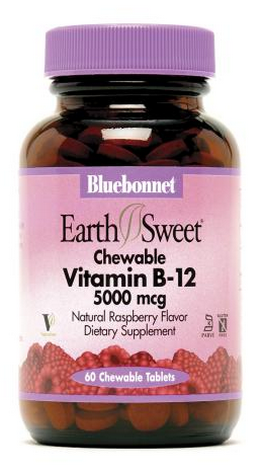 Bluebonnet B-12 5000mcg 60 chewable tablets Front