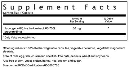 Bluebonnet Pycnogenol 50mg Supplement Facts