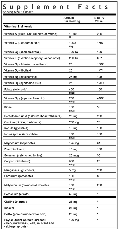 Bluebonnet Super Earth Form Iron Free Supplement Facts 1