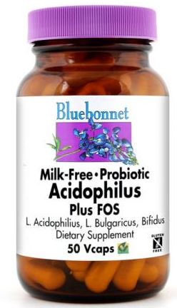 Bluebonnet Milk-Free Probiotic Acidophilus Plus FOS 250 capsules front