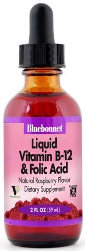 Bluebonnet Liquid Vitamin B12 & Folic Acid 2 ounces Front