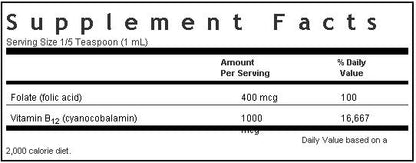 Bluebonnet Liquid Vitamin B12 & Folic Acid 2 ounces Label