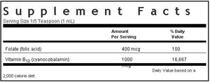 Bluebonnet Liquid Vitamin B12 & Folic Acid 2 ounces Label