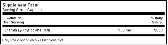 Bluebonnet B-6 100mg 90vcaps Label