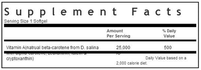 Bluebonnet Natural Beta-Carotene 25,000 IU 90 Softgels Label