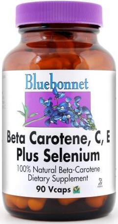 Bluebonnet Beta Carotene, C, E Plus Selenium 60 vcaps Front