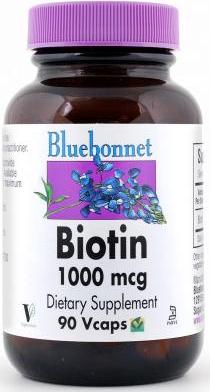 Bluebonnet Biotin 1000mcg 90 vcaps Front