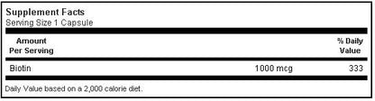 Bluebonnet Biotin 1000mcg 90 vcaps Label