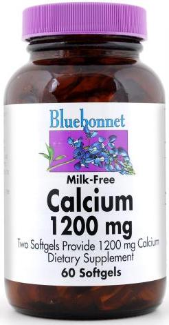 Bluebonnet Milk-Free Calcium 1200mg plus Vitamin D3 120 Softgels Front