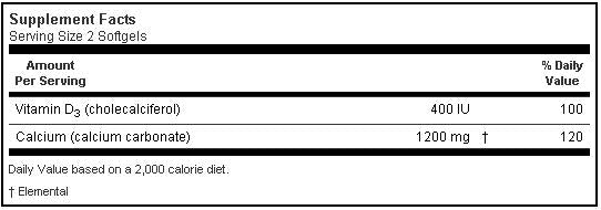 Bluebonnet Milk-Free Calcium 1200mg plus Vitamin D3 120 Softgels Label