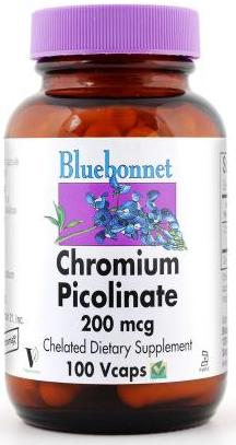 Bluebonnet Chromium Picolinate 200mcg 100 capsules Front