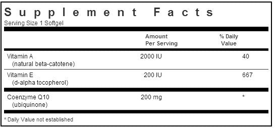 Bluebonnet CoQ10 200mg 60 softgels Label