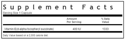 Bluebonnet Dry E-400 IU 100 capsules label