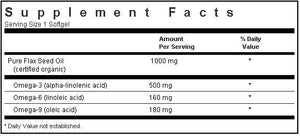 Bluebonnet Flax Seed Oil 1000mg 250 softgels Label