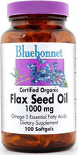 Load image into Gallery viewer, Bluebonnet Certified Organic Flax Seed Oil 1000mg 100 softgels Front