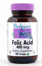 Load image into Gallery viewer, Bluebonnet Folic Acid 400mcg 90 capsules front